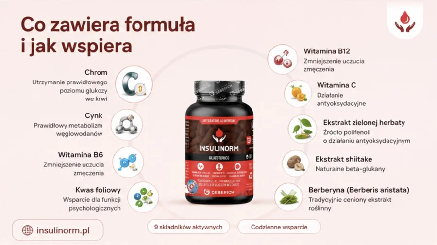 Insulinorm — kapsułki z chromem, cynkiem, witaminami B oraz ekstraktami shiitake i zielonej herbaty